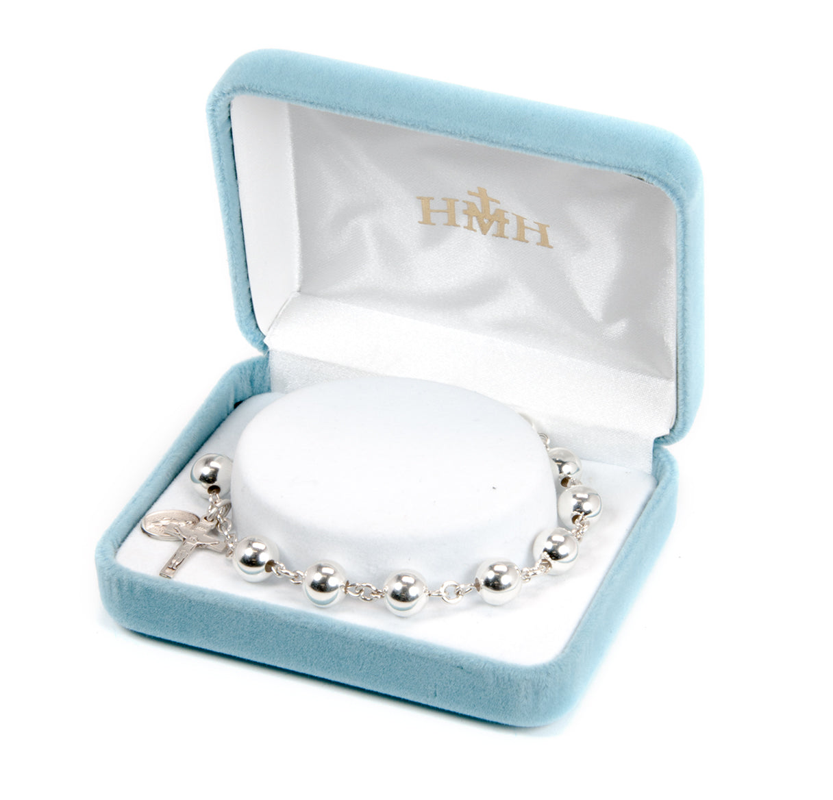 High Polished Round Sterling Silver Rosary Bracelet | .925 Silver