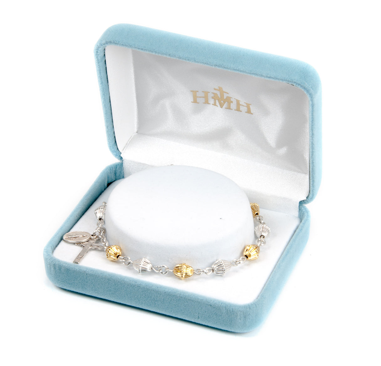 Corrugated Gold Over Sterling Rosary Bracelet | 16kt Gold Plated .925 Silver