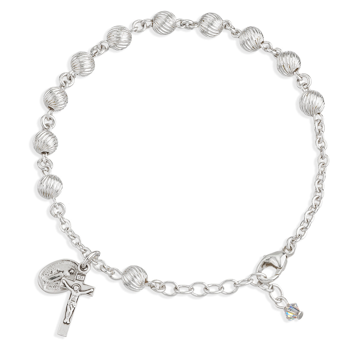 Swirl Corrugated Sterling Silver Rosary Bracelet | .925 Silver
