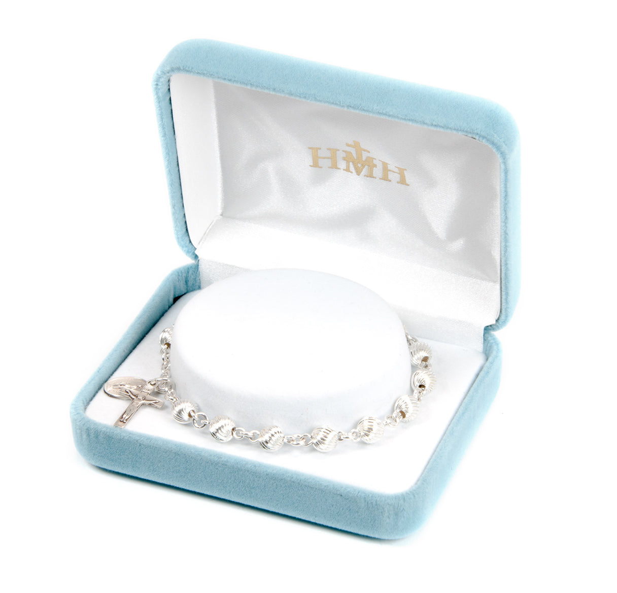 Swirl Corrugated Sterling Silver Rosary Bracelet | .925 Silver