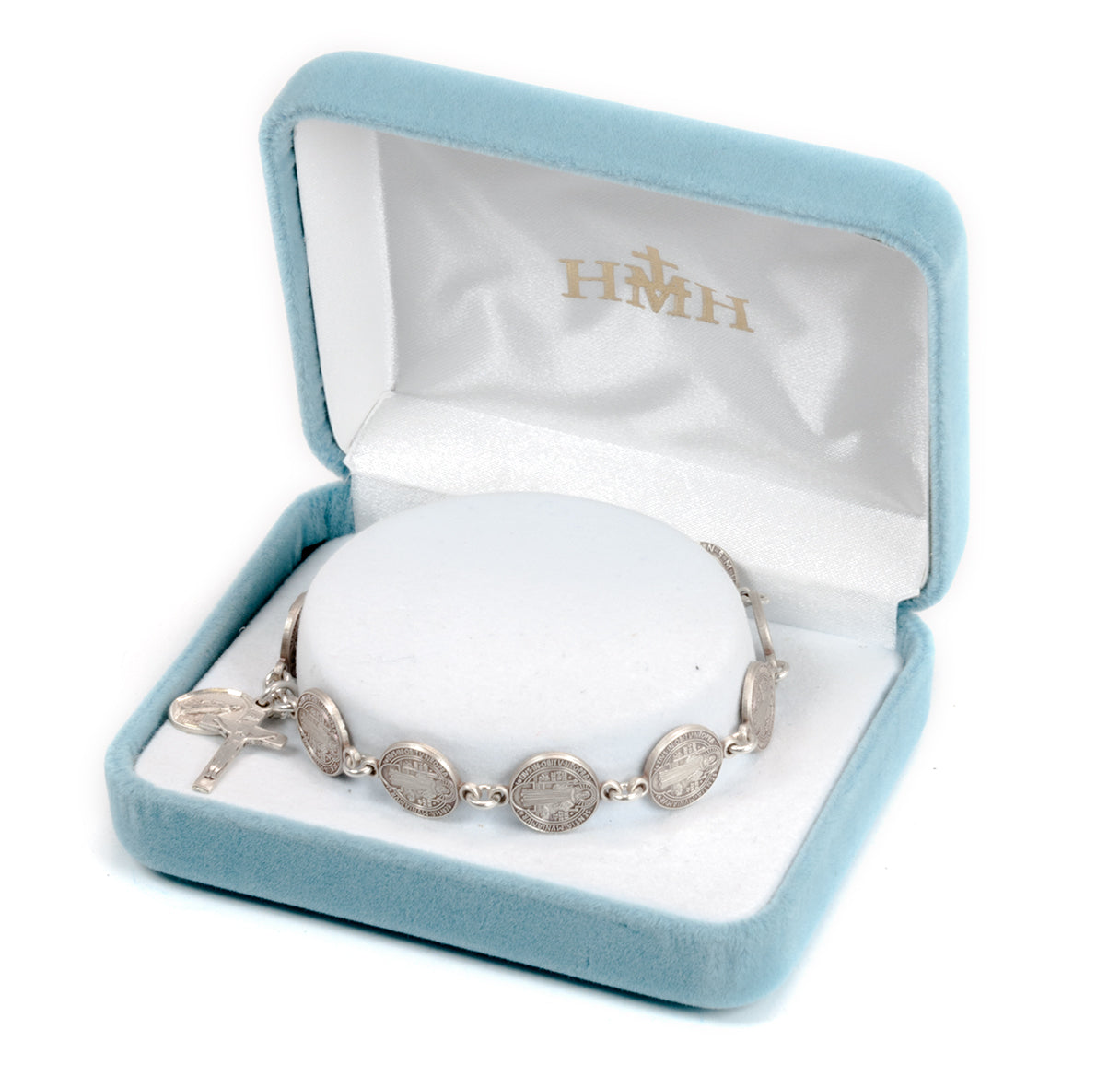 Saint Benedict Round Sterling Silver Rosary Bracelet | .925 Silver