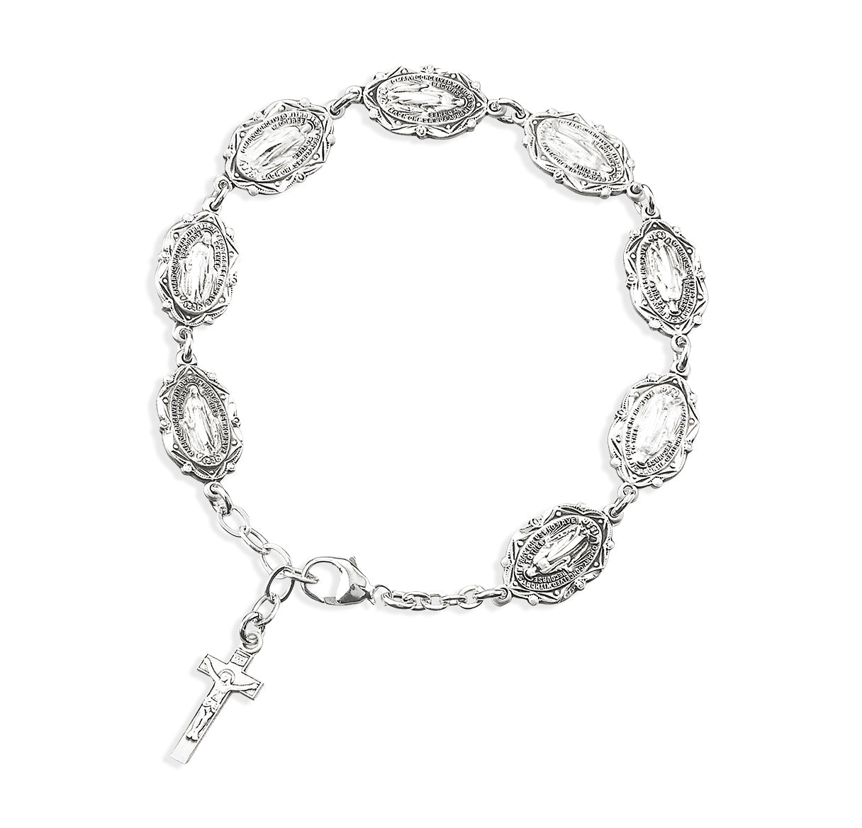 Ornate Miraculous Medal Sterling Silver Bracelet Necklace | .925 Silver