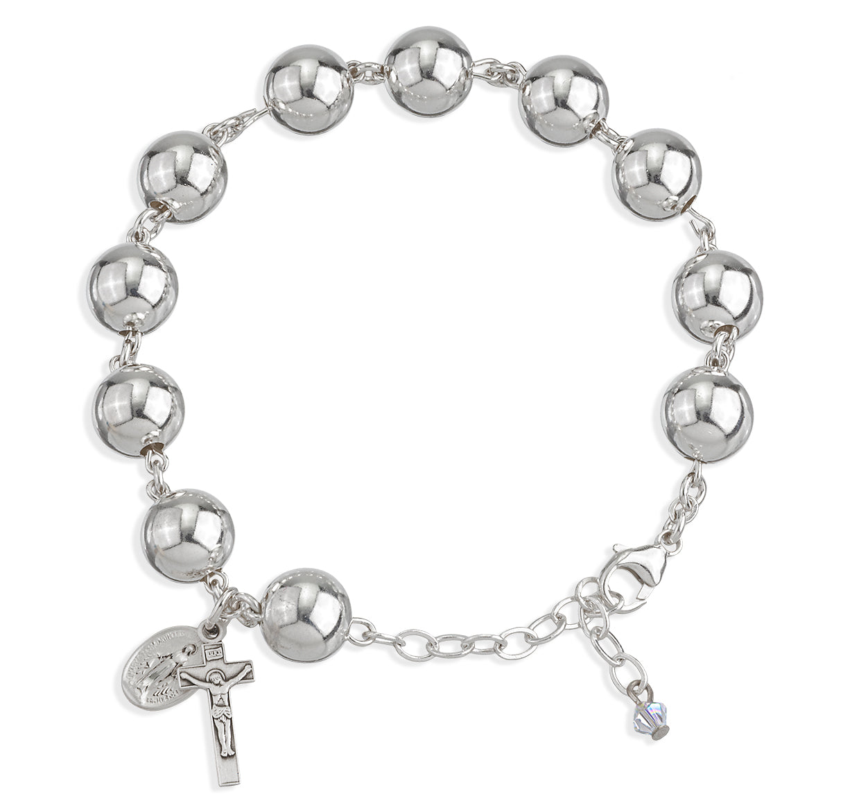 Round Shape Sterling Silver Rosary Bracelet | .925 Silver