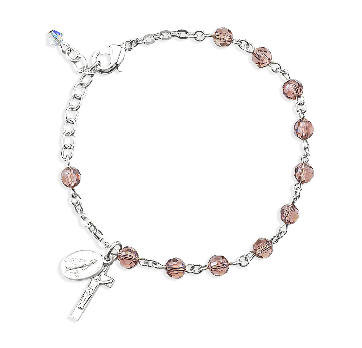 Light Amethyst Round Faceted Crystal Rosary Bracelet | Catholic Rosary