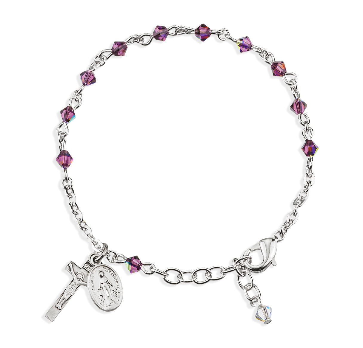 Rosary Bracelet Created with 4mm Amethyst Finest Austrian Crystal Rondelle Beads by HMH | Catholic Rosary