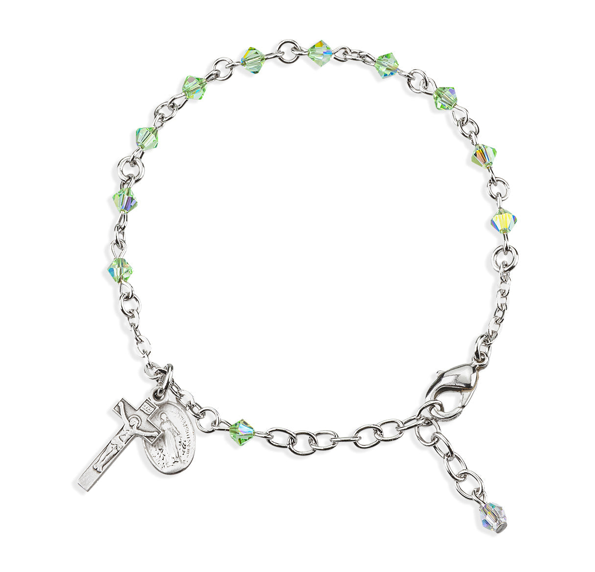 Rosary Bracelet Created with 4mm Chrysolite Finest Austrian Crystal Rondelle Beads by HMH | Catholic Rosary