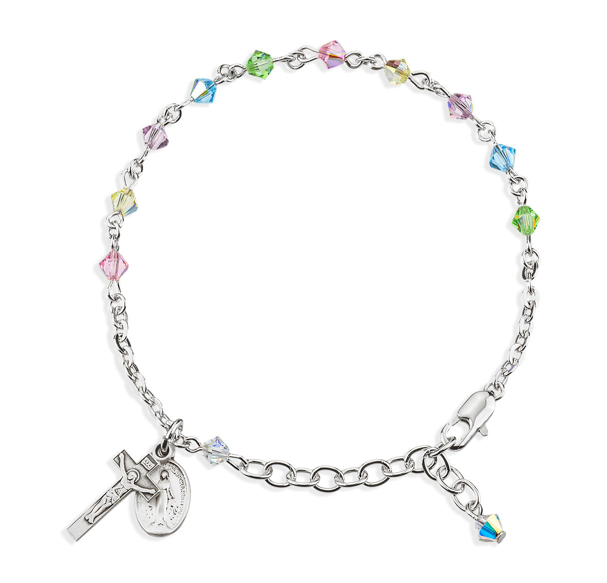 Rosary Bracelet Created with 4mm Multi-Color Finest Austrian Crystal Rondelle Beads by HMH | Catholic Rosary
