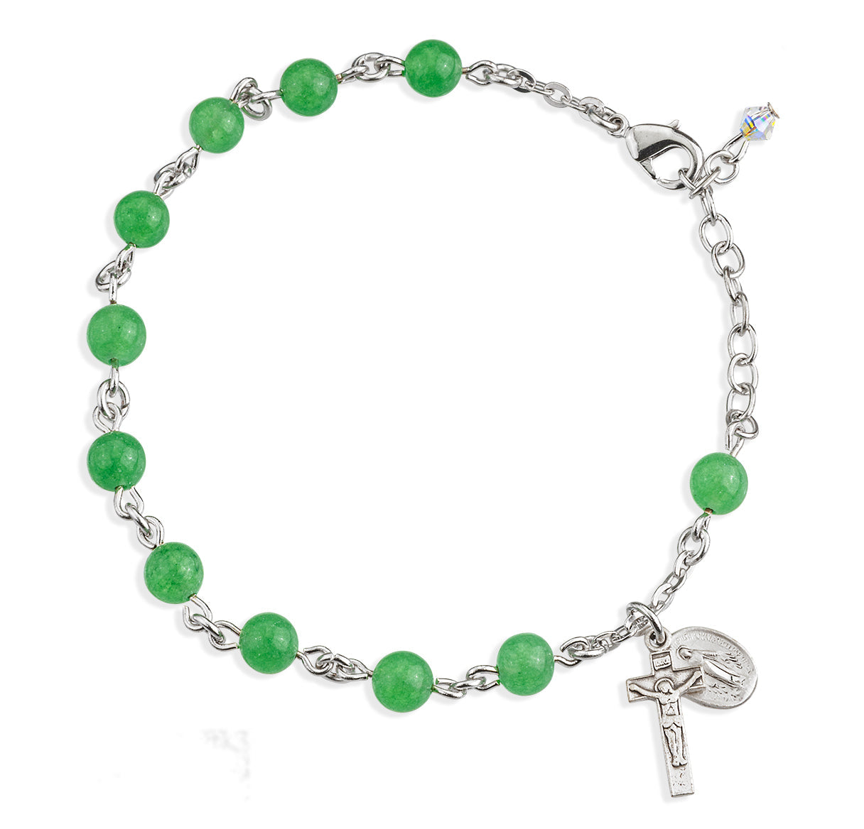 Genuine Aventurine Round Rosary Bracelet | Catholic Rosary