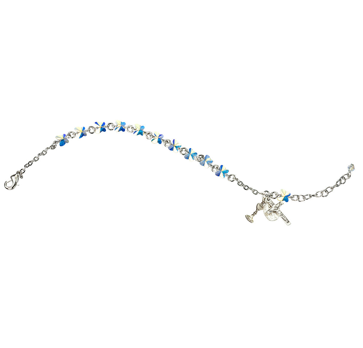 Rosary Bracelet Created with 6mm Aurora Borealis Finest Austrian Crystal Butterfly Beads by HMH | Catholic Rosary