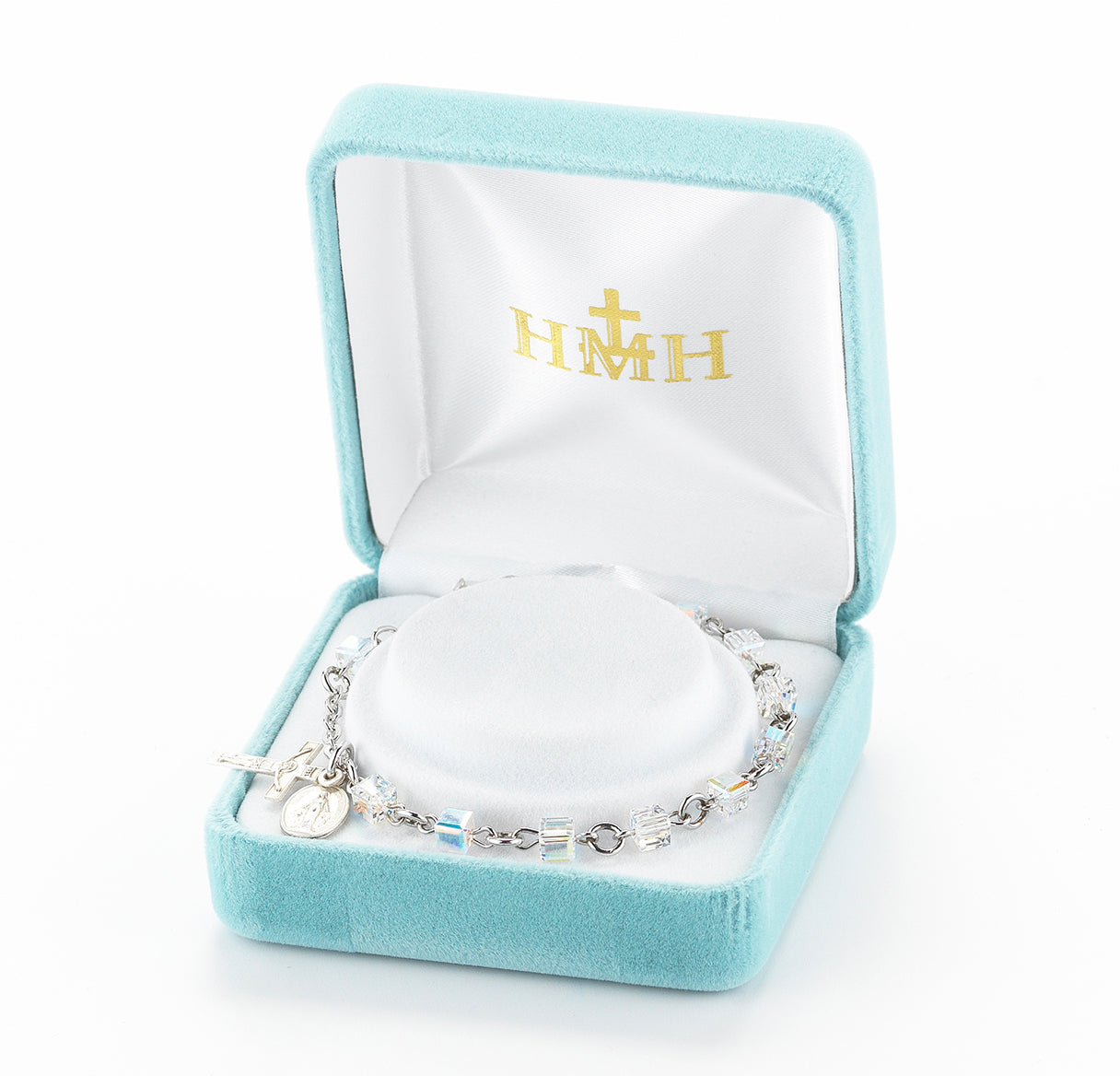 Rosary Bracelet Created with 4mm Aurora Borealis Finest Austrian Crystal Butterfly Beads by HMH | Catholic Rosary