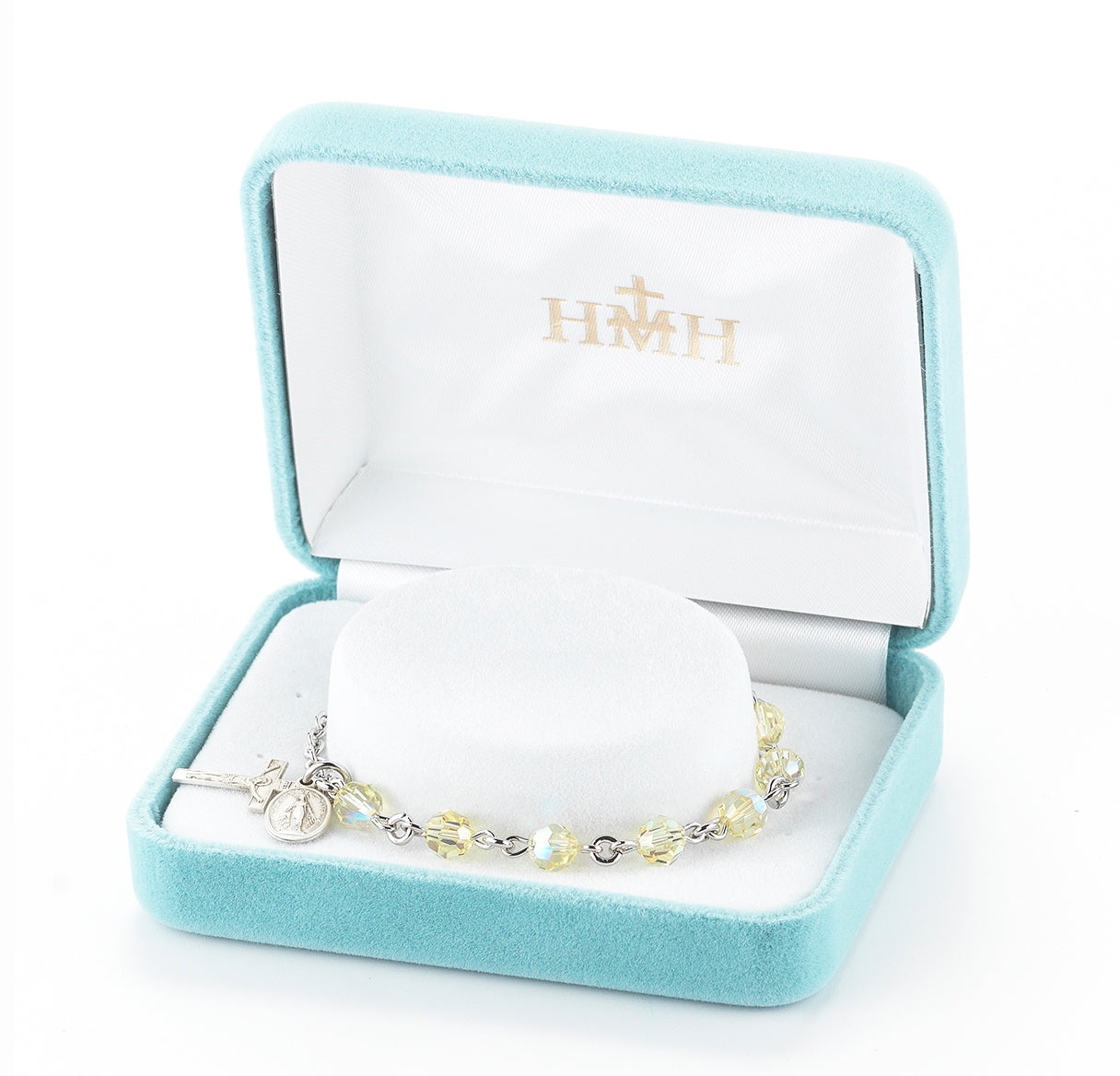 Rosary Bracelet Created with 6mm Jonquil Finest Austrian Crystal Round Beads by HMH | Catholic Rosary
