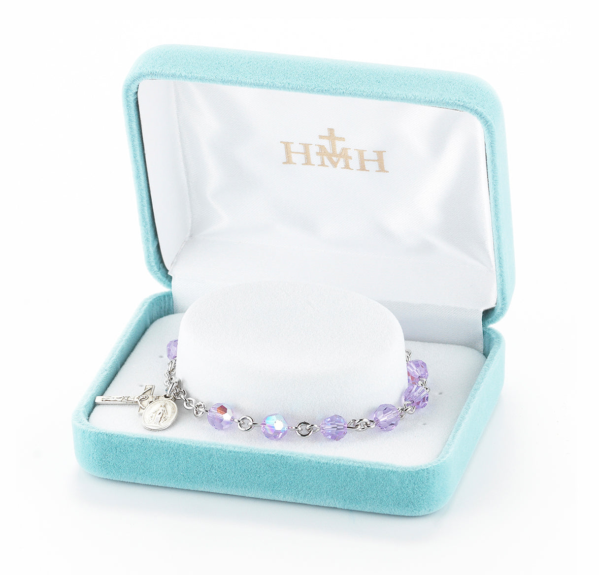 Rosary Bracelet Created with 6mm Violet Finest Austrian Crystal Round Beads by HMH | Catholic Rosary