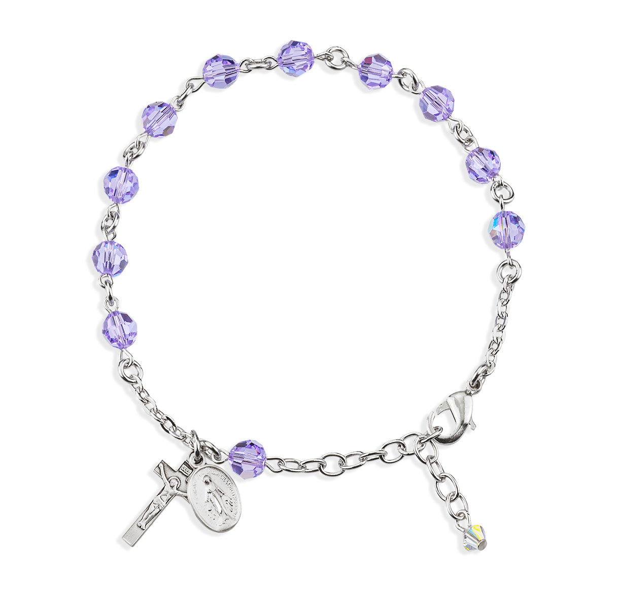 Rosary Bracelet Created with 6mm Violet Finest Austrian Crystal Round Beads by HMH | Catholic Rosary
