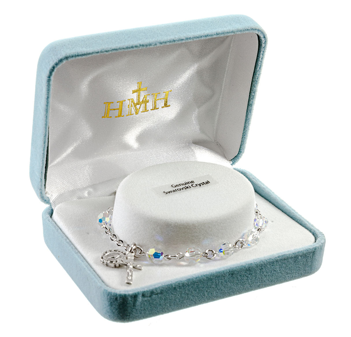 Round Crystal Rosary Bracelet Created with 6mm finest Austrian Aurora Crystal Beads by HMH | Catholic Rosary