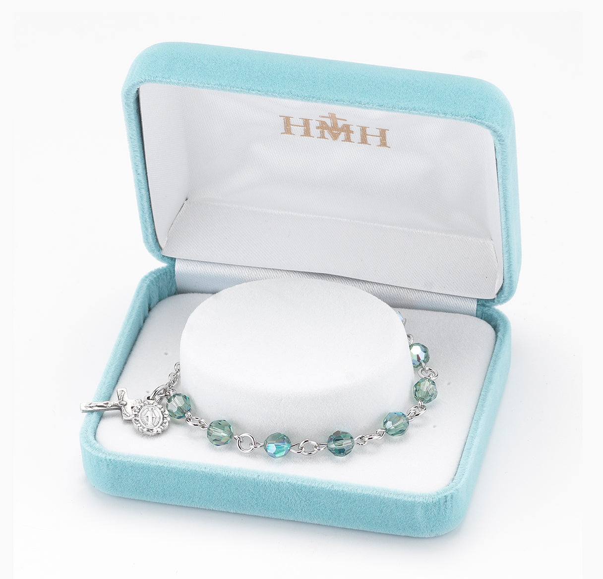 Round Crystal Rosary Bracelet Created with 6mm finest Austrian Crystal Erinite Beads by HMH | Catholic Rosary