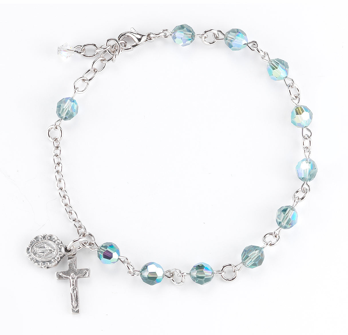 Round Crystal Rosary Bracelet Created with 6mm finest Austrian Crystal Erinite Beads by HMH | Catholic Rosary