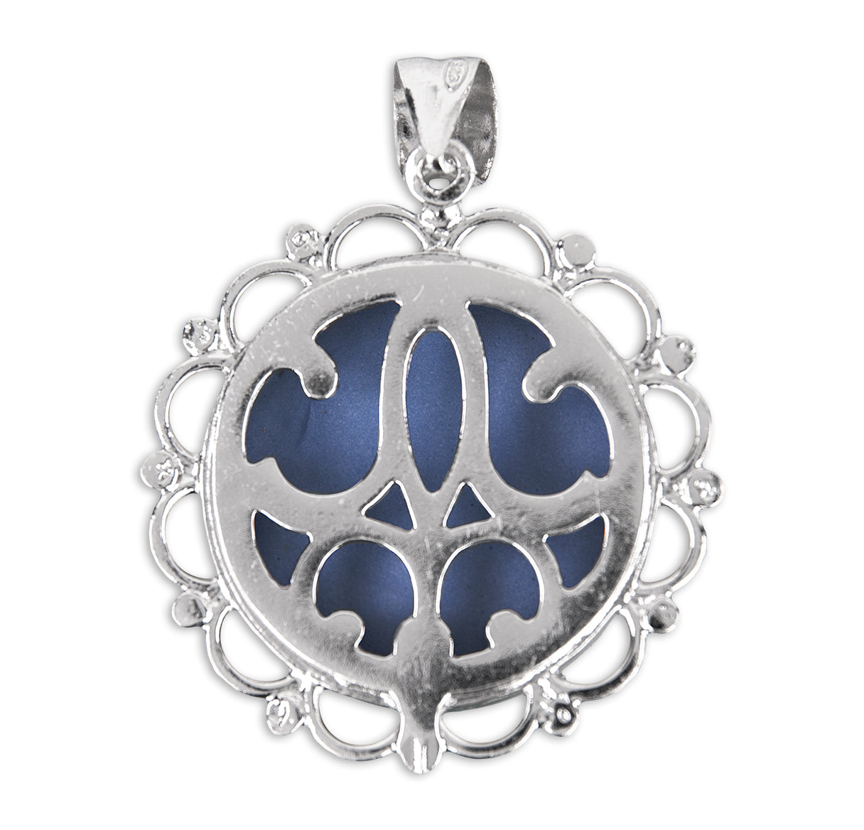 Light Blue Sterling Silver Madonna and Child Cameo Miraculous Medal Necklace | .925 Silver