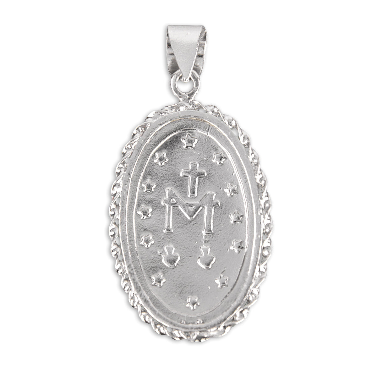 Dark Blue Sterling Silver Cameo Miraculous Medal Necklace | .925 Silver
