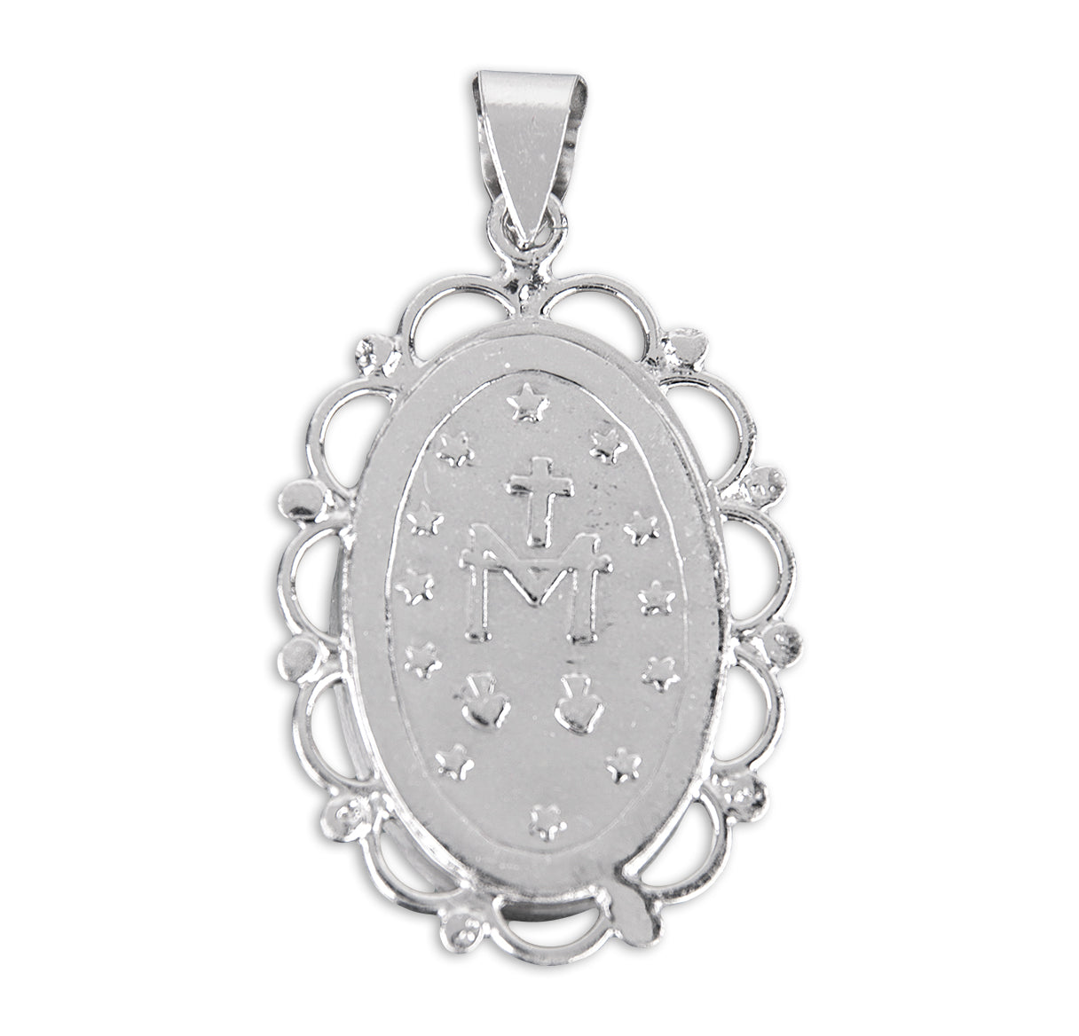 Dark Blue Sterling Silver Cameo Miraculous Medal Necklace | .925 Silver