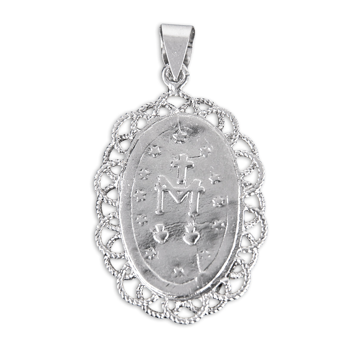 Light Blue Sterling Silver Cameo Miraculous Medal Necklace | .925 Silver