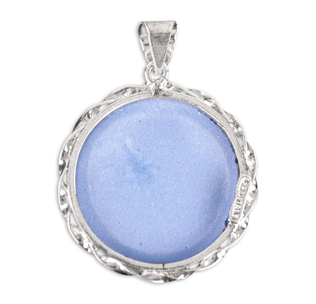 Light Blue Sterling Silver Our Lady of Perpetual Help Cameo Medal Necklace | .925 Silver