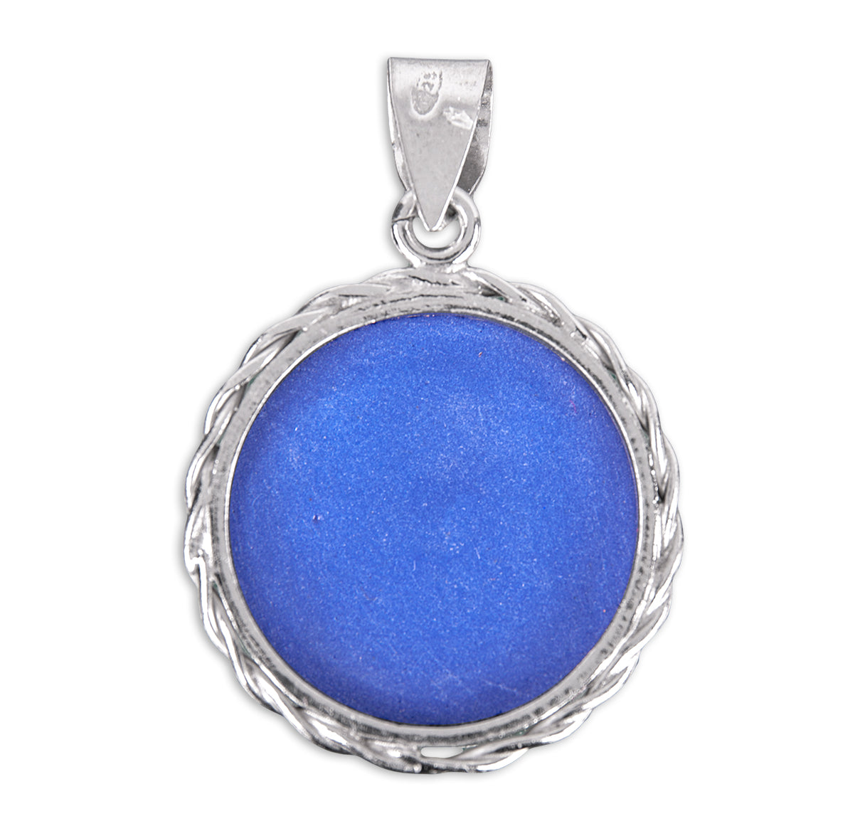 Dark Blue Sterling Silver Our Lady of Sorrows Cameo Medal Necklace | .925 Silver