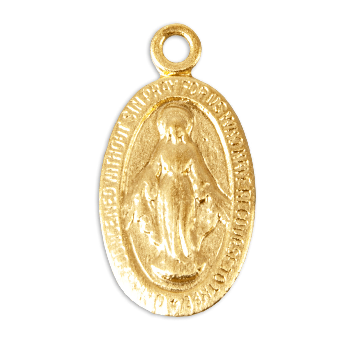 Gold Over Sterling Silver Oval Miraculous Medal Necklace | 16kt Gold Plated .925 Silver