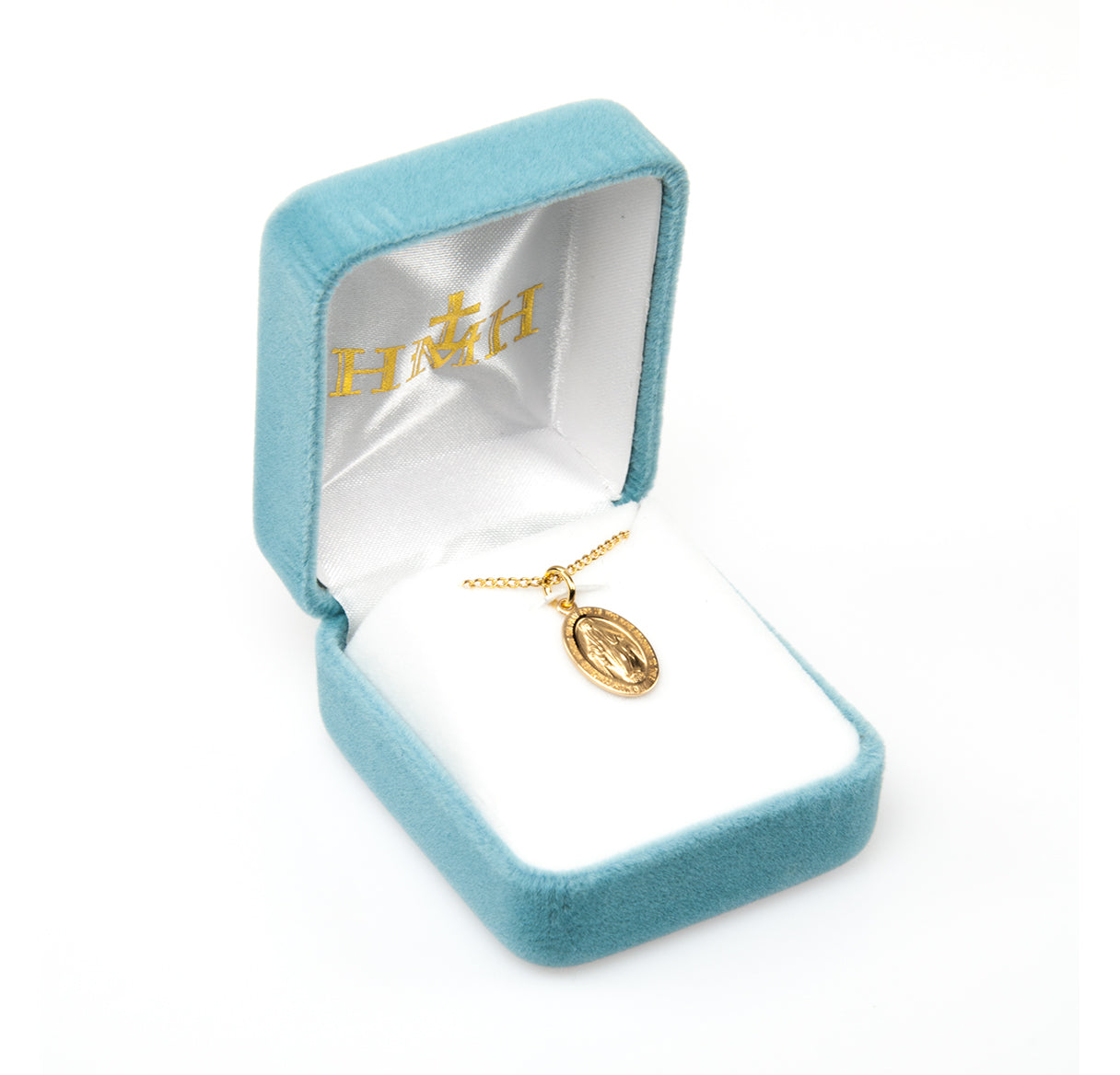 Gold Over Sterling Silver Oval Miraculous Medal Necklace | 16kt Gold Plated .925 Silver