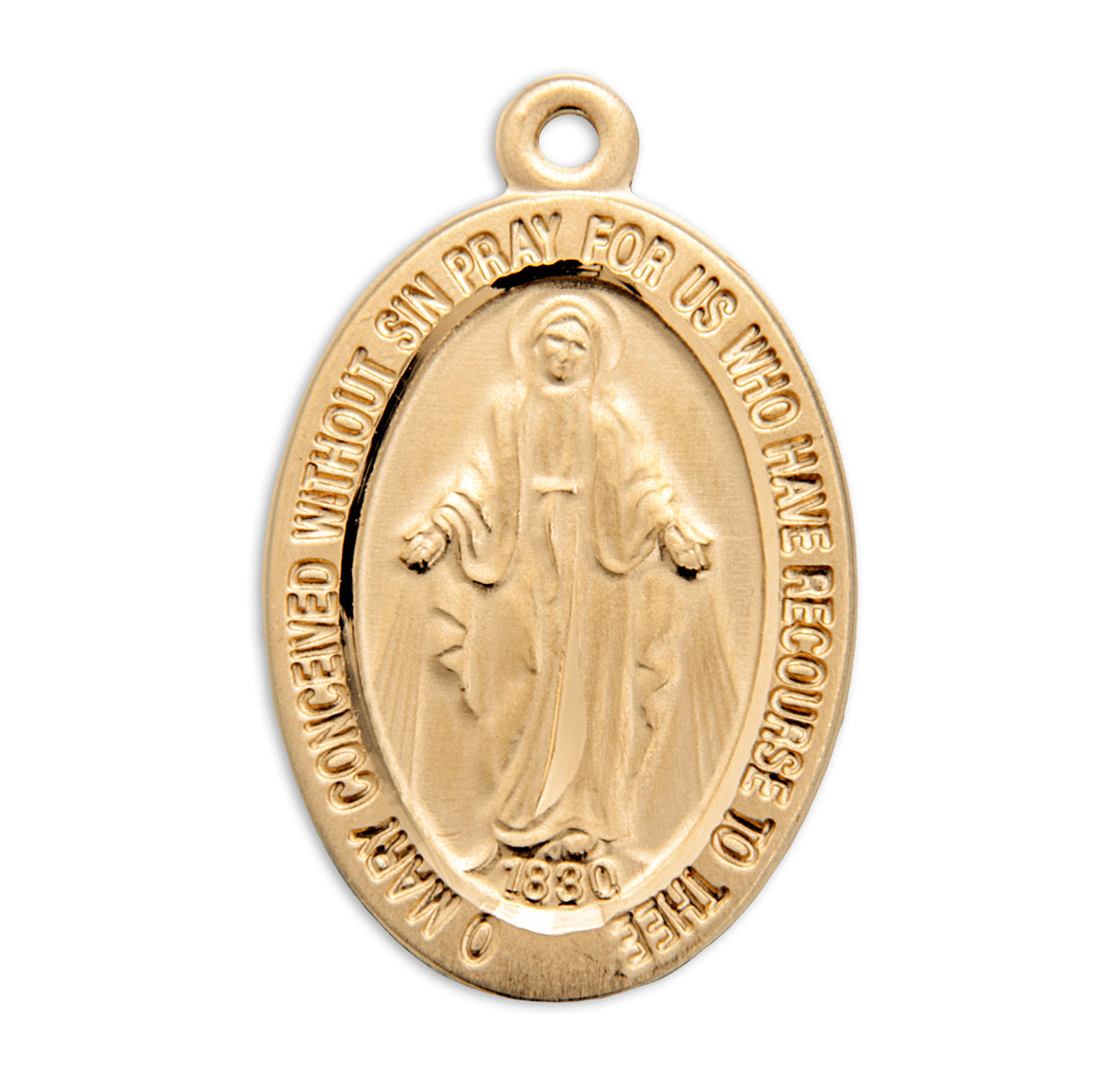Gold Over Sterling Silver Miraculous Medal Necklace | 16kt Gold Plated .925 Silver
