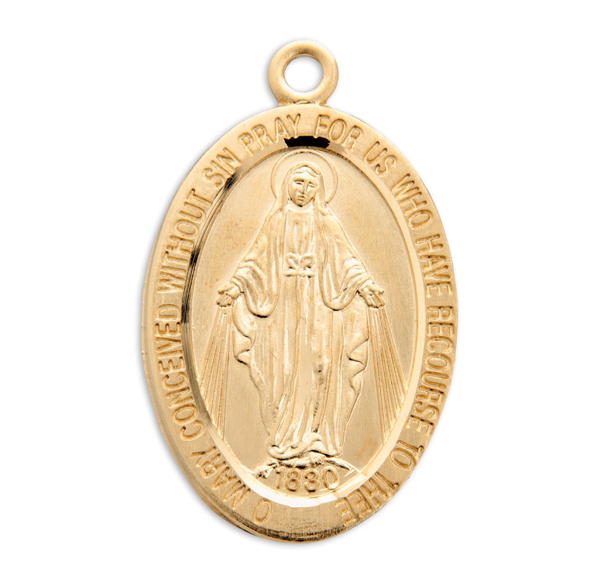 Gold Over Sterling Silver Miraculous Medal Necklace | 16kt Gold Plated .925 Silver