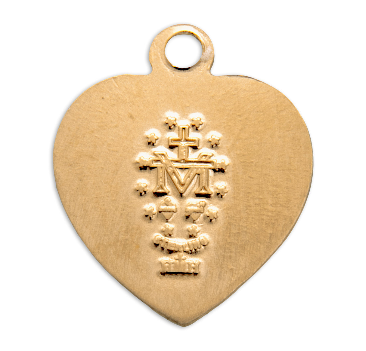 Gold Over Sterling Silver Heart Shape Miraculous Medal Necklace | 16kt Gold Plated .925 Silver