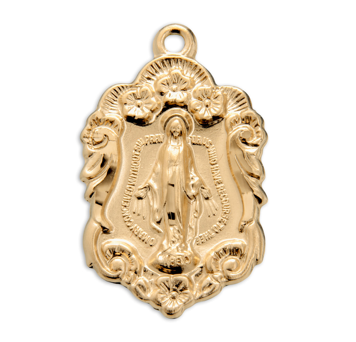 Gold Over Sterling Silver Miraculous Medal Necklace | 16kt Gold Plated .925 Silver