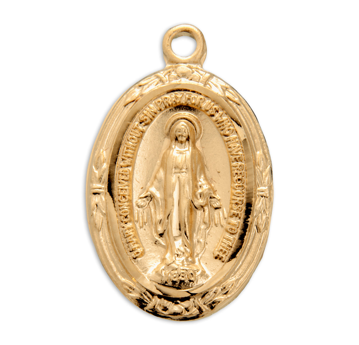 Gold Over Sterling Silver Miraculous Medal Necklace | 16kt Gold Plated .925 Silver