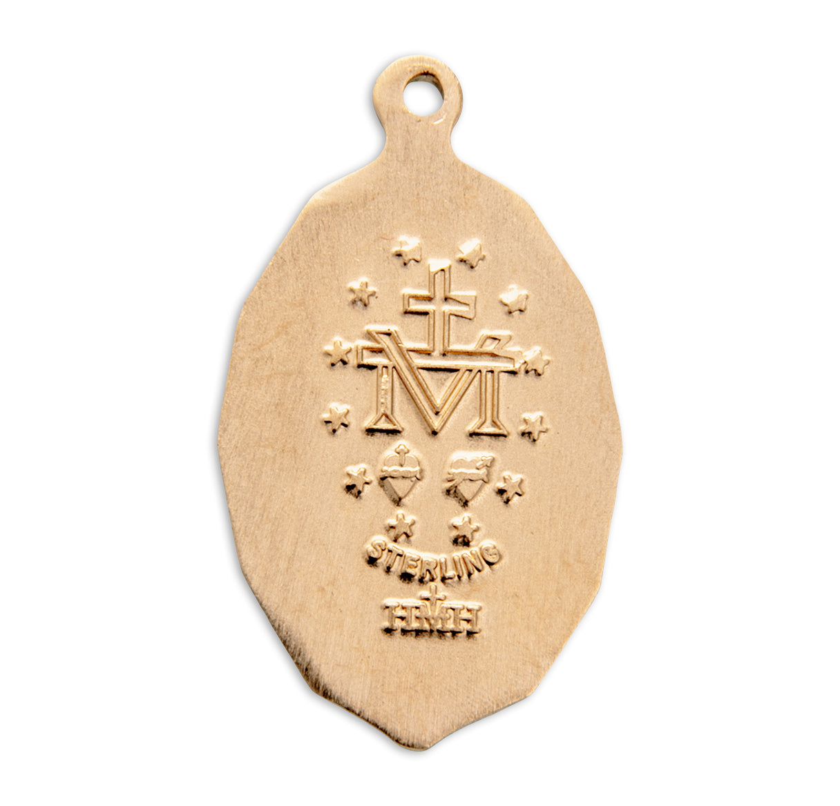 Gold Over Sterling Silver Oval Miraculous Medal Necklace | 16kt Gold Plated .925 Silver
