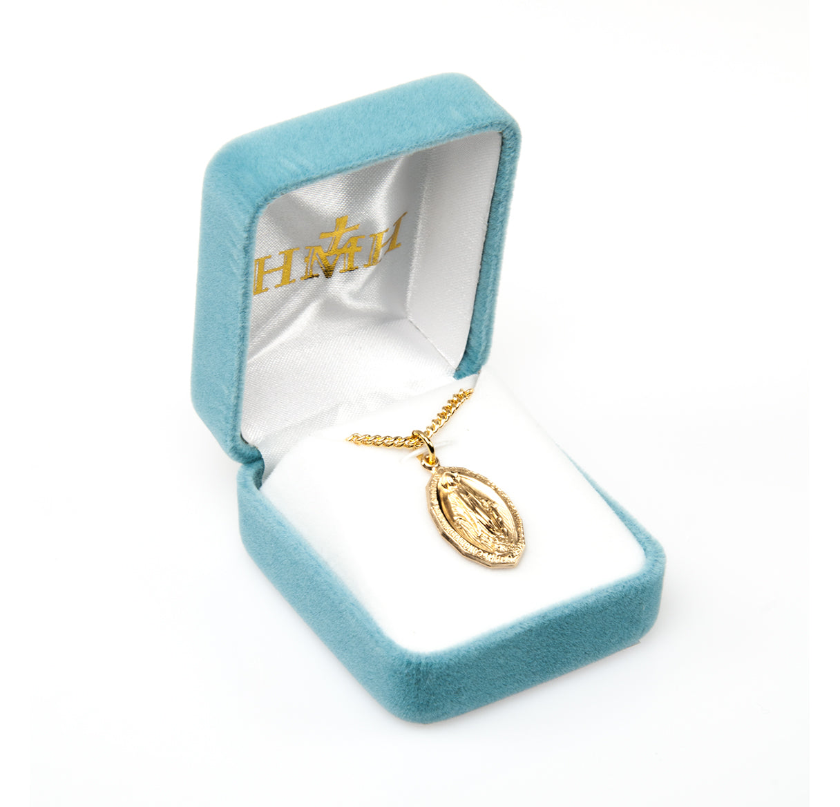 Gold Over Sterling Silver Oval Miraculous Medal Necklace | 16kt Gold Plated .925 Silver