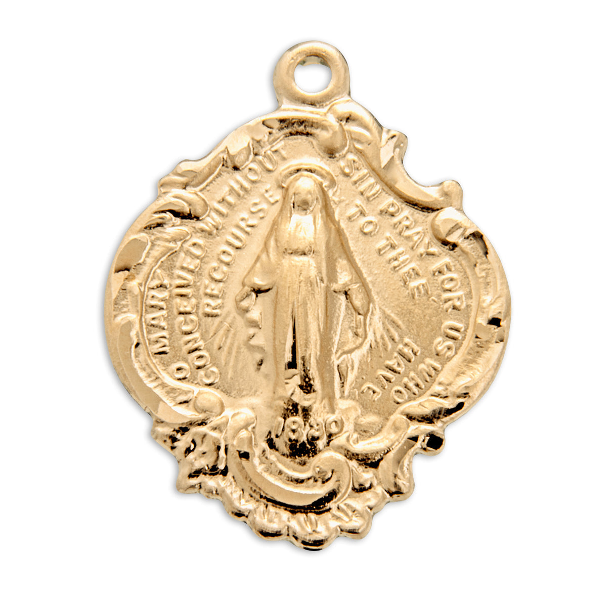 Gold Over Sterling Silver Miraculous Medal Necklace | 16kt Gold Plated .925 Silver