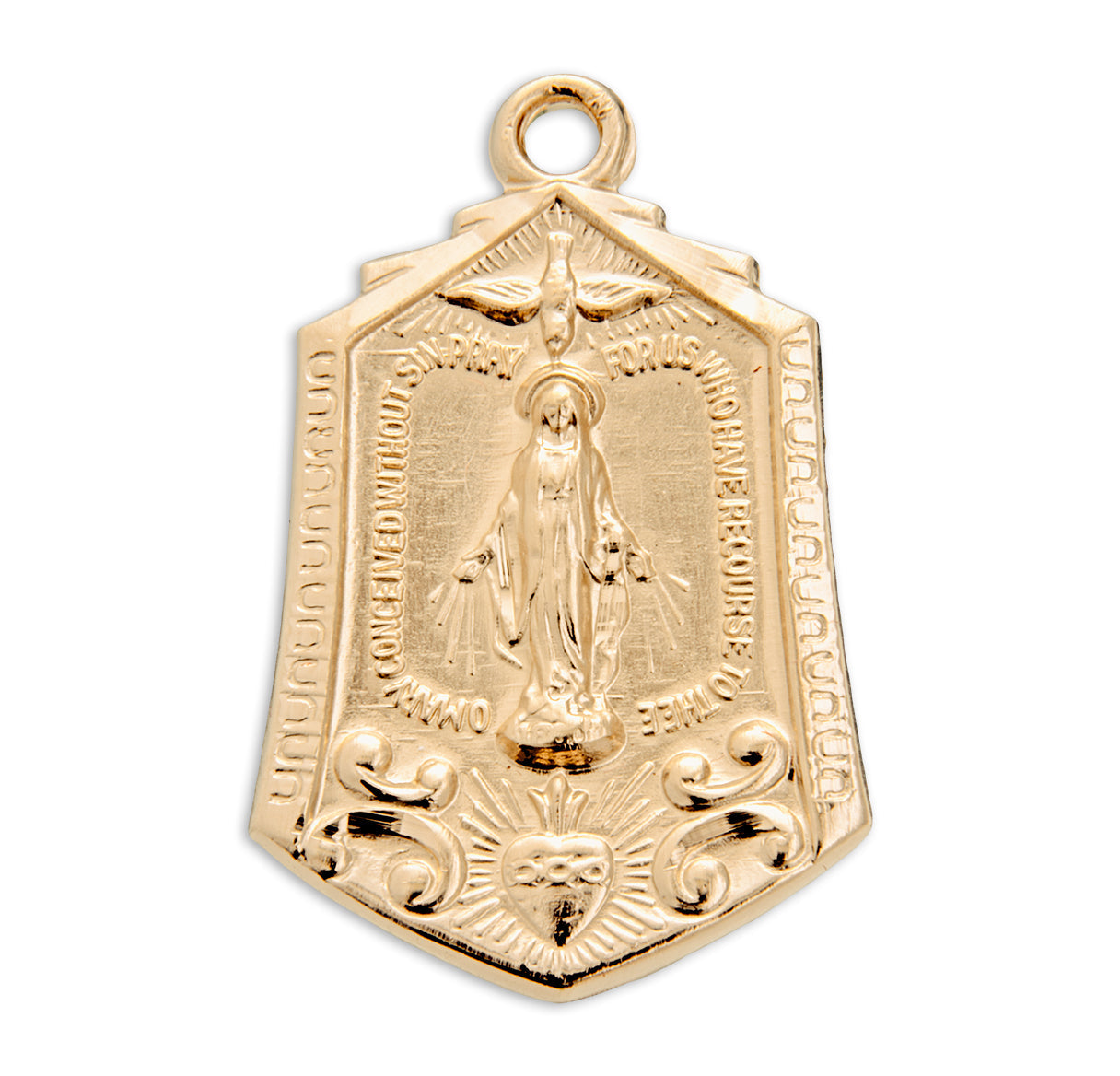 Gold Over Sterling Silver Miraculous Medal Necklace | 16kt Gold Plated .925 Silver