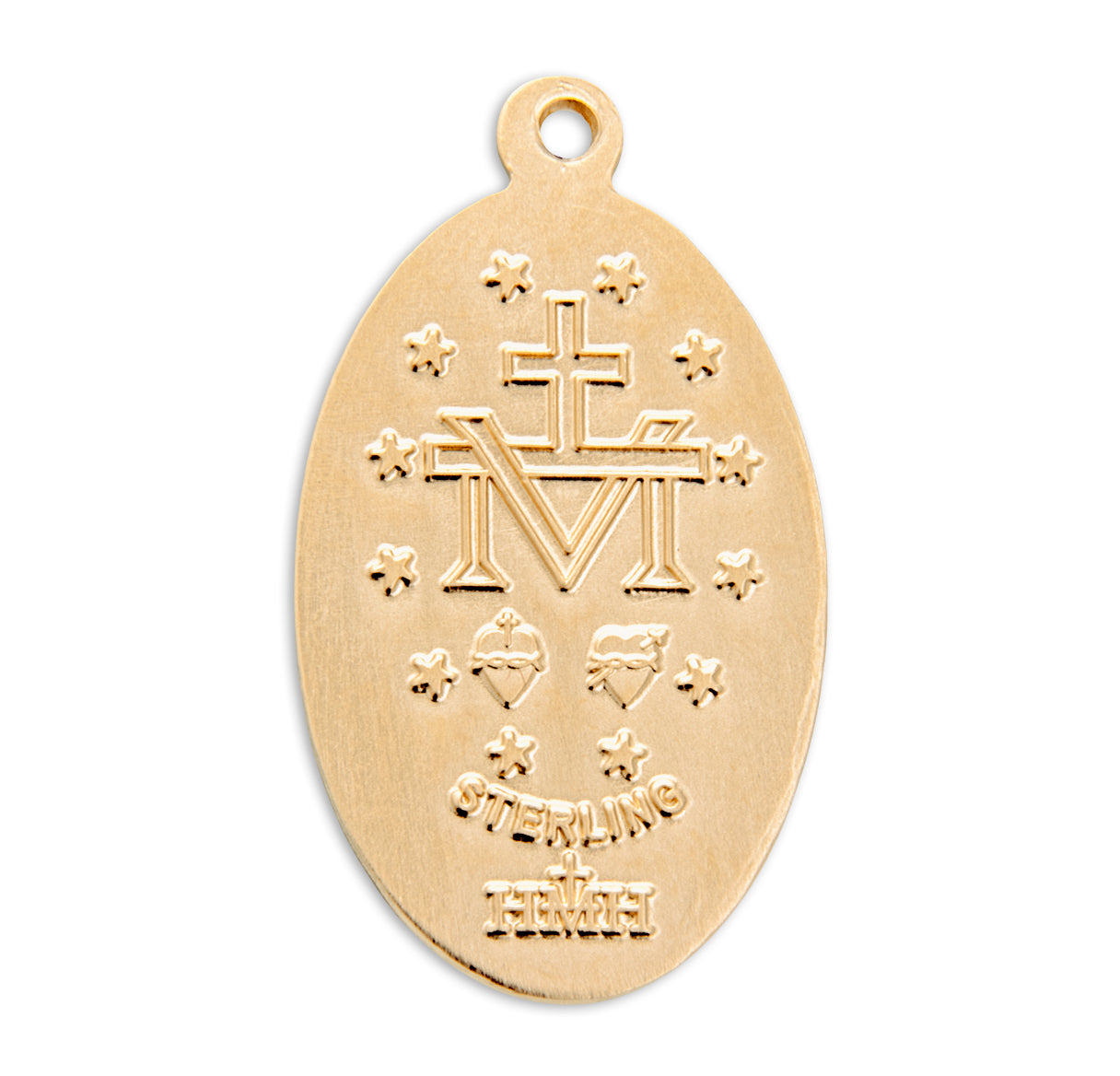 Gold Over Sterling Silver Oval Miraculous Medal Necklace | 16kt Gold Plated .925 Silver