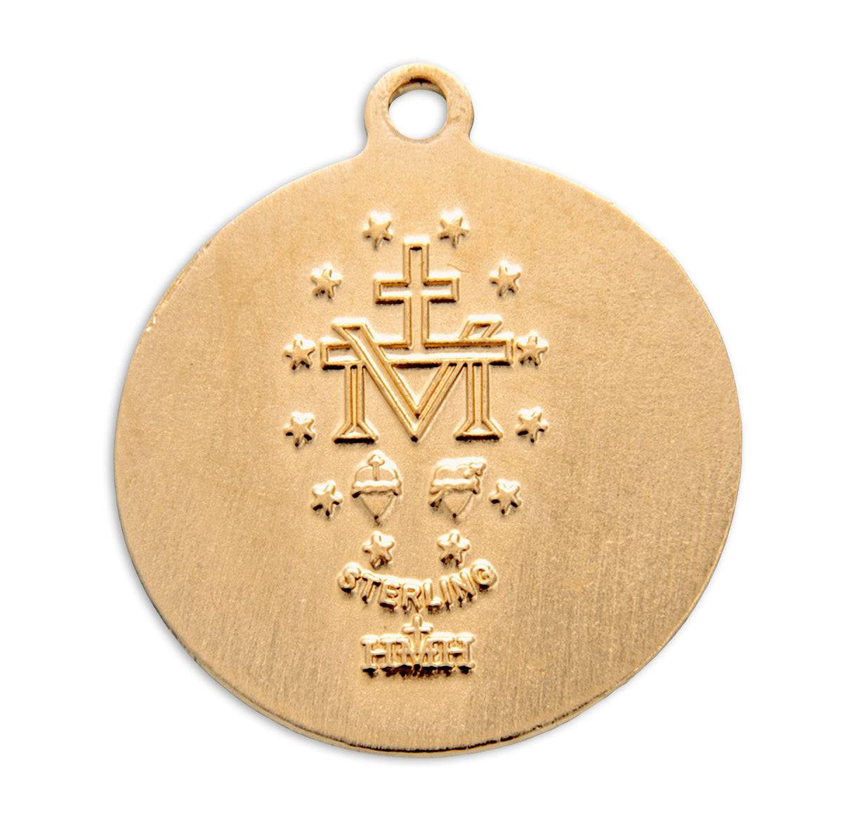 Gold Over Sterling Silver Round Miraculous Medal Necklace | 16kt Gold Plated .925 Silver