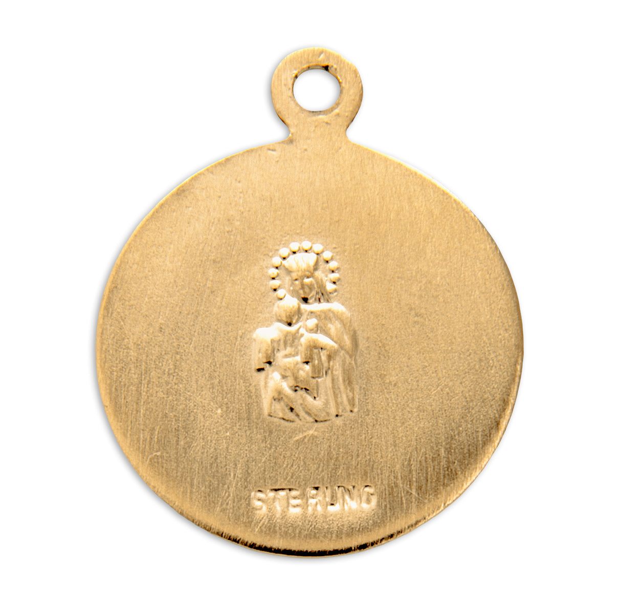 Sacred Heart of Jesus Double Sided Round Gold Over Sterling Silver Scapular Medal Necklace | 16kt Gold Plated .925 Silver