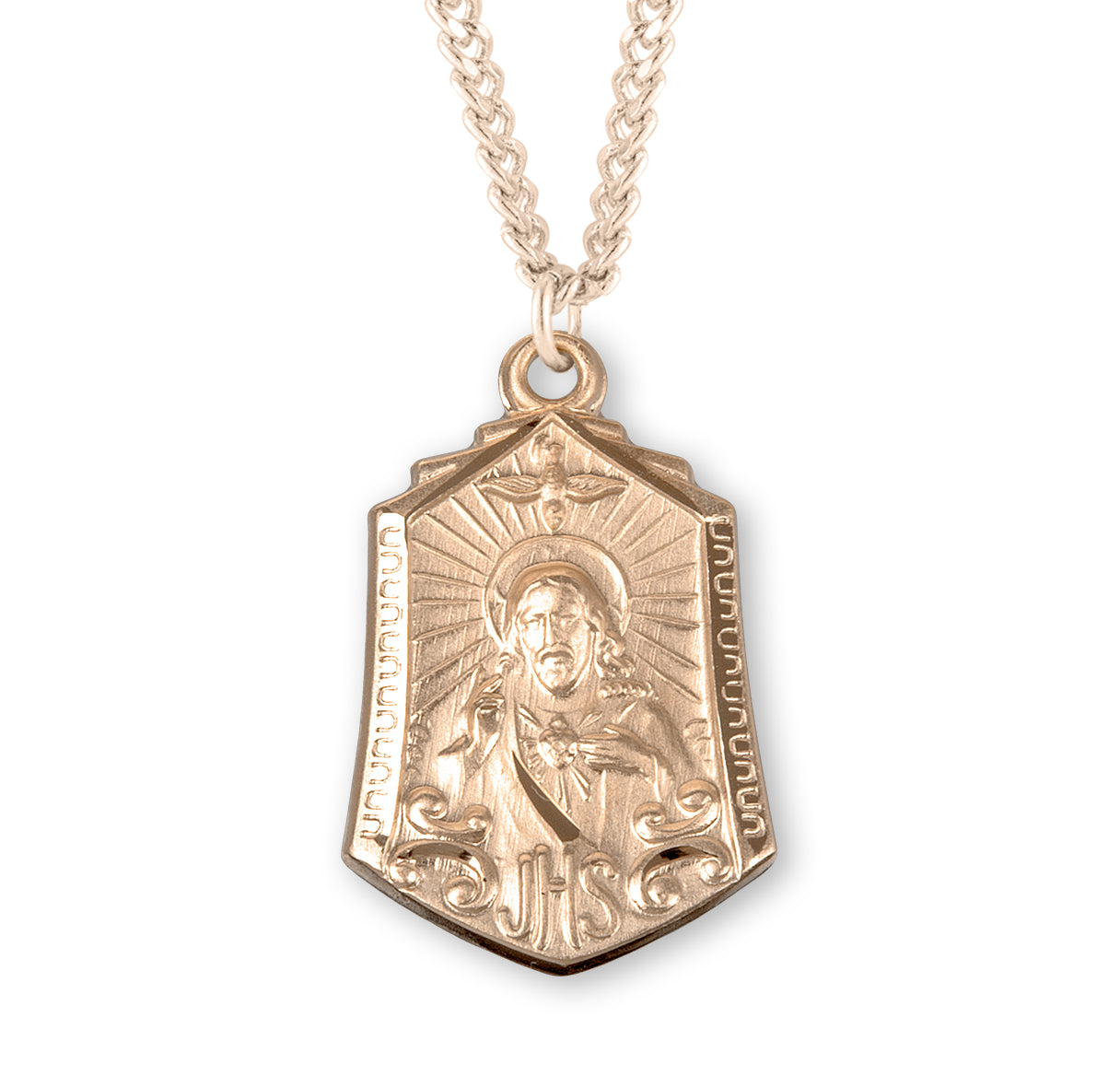 Gold Over Sterling Silver Scapular Medal Necklace | 16kt Gold Plated .925 Silver