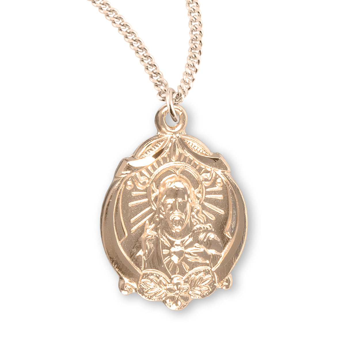 Gold Over Sterling Silver Scapular Medal Necklace | 16kt Gold Plated .925 Silver
