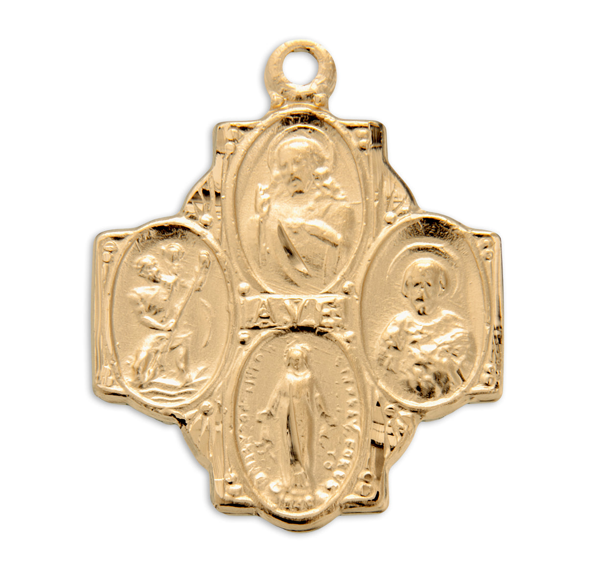 Gold Over Sterling Silver Four-Way Medal Necklace | 16kt Gold Plated .925 Silver