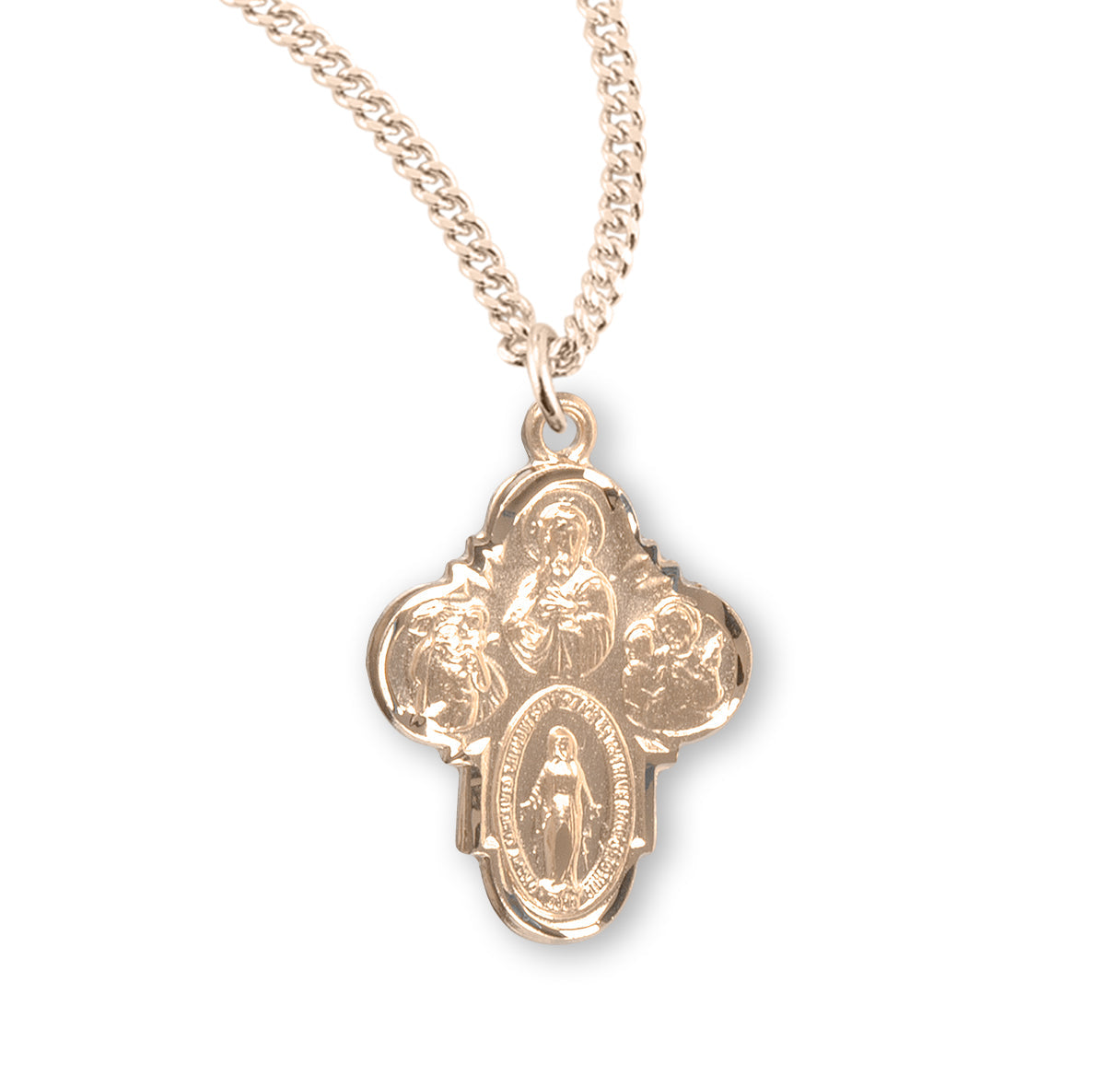 Gold Over Sterling Silver Four-Way Medal Necklace | 16kt Gold Plated .925 Silver