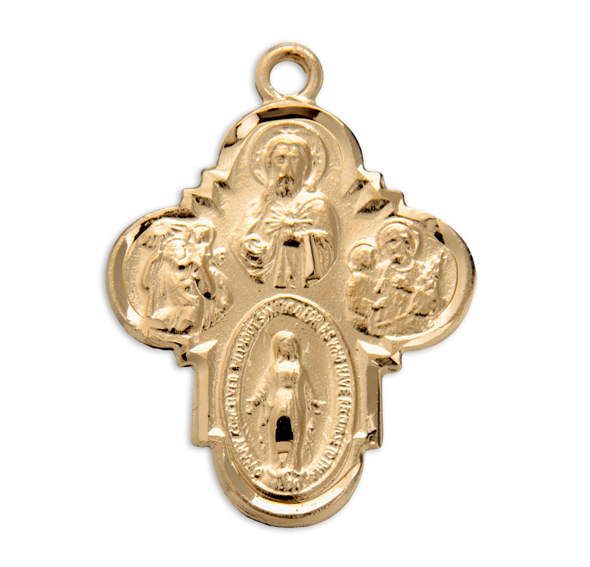 Gold Over Sterling Silver Four-Way Medal Necklace | 16kt Gold Plated .925 Silver