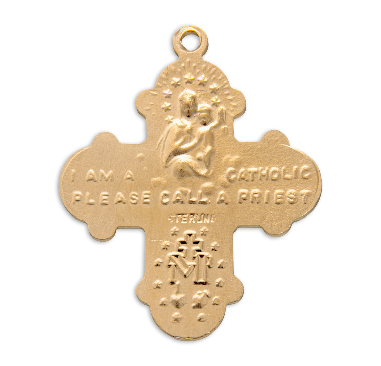 Gold Over Sterling Silver Four-Way Medal Necklace | 16kt Gold Plated .925 Silver