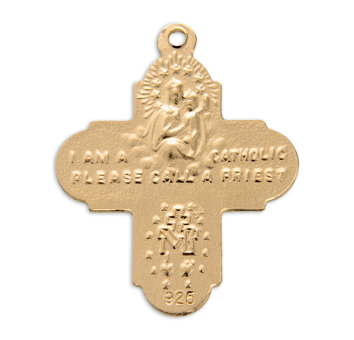 Gold Over Sterling Silver Four-Way Medal Necklace | 16kt Gold Plated .925 Silver
