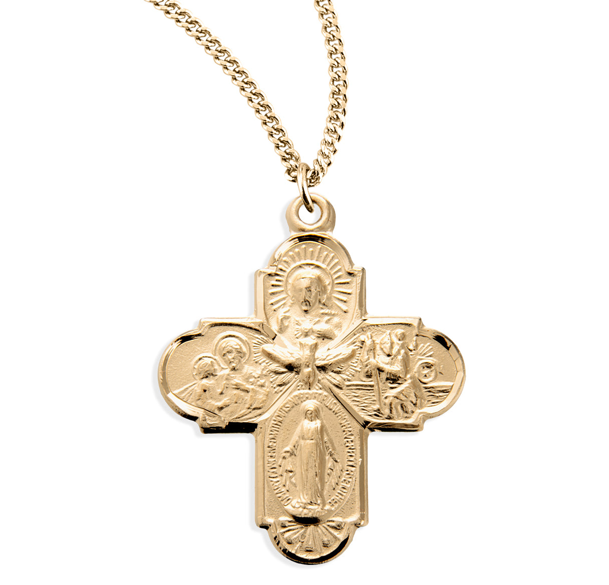 Gold Over Sterling Silver Four-Way Medal Necklace | 16kt Gold Plated .925 Silver