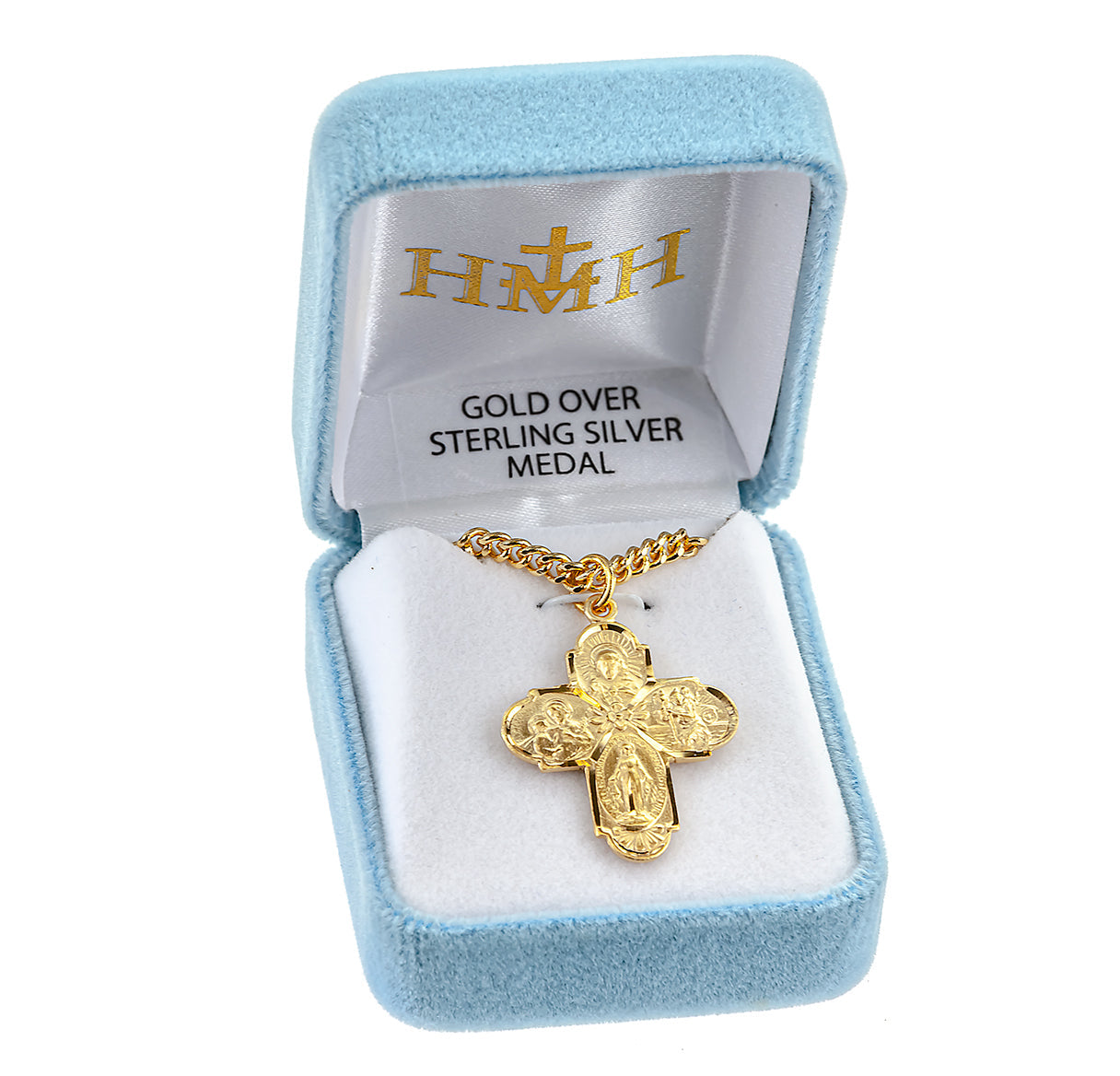 Gold Over Sterling Silver Four-Way Medal Necklace | 16kt Gold Plated .925 Silver