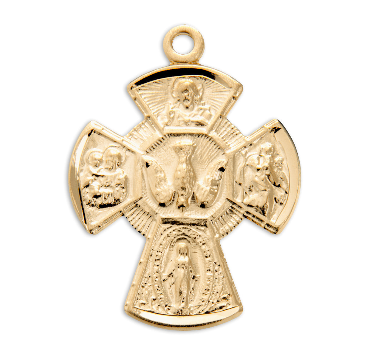 Gold Over Sterling Silver Four-Way Medal Necklace | 16kt Gold Plated .925 Silver
